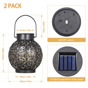 2 Pack Solar Lanterns Outdoor Waterproof, Outdoor Hanging Solar Lanterns Warm White Garden Lanterns Patio Halloween Decor for Garden Landscape Decoration (Flower 2 Pack)