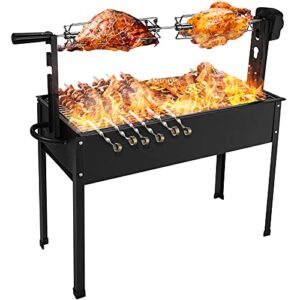 gjcrafts upgrated portable spit rotisserie and bbq charcoal grill, enlarged roast leg of lamb stove automatic household electric charcoal grilled fish chicken rabbit outdoor grill bbq folding grill