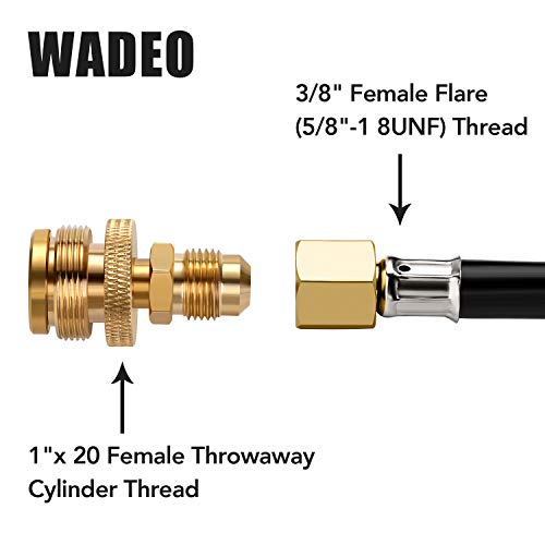 WADEO Portable 1LB Propane Tank Canister Regulator Adapter Connection to 3/8" Male Flare (5/8"-18UNF) Thread, Portable Camping Grill Stove Parts for Heaters, Burner, Cooker, Fire Pit Parts