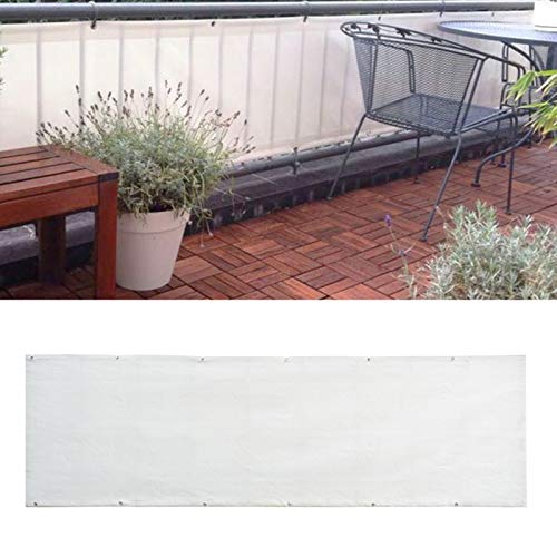 ALXFFBN Balcony Privacy Screen 5 x 0.9 M White Windbreak Net Fence Sunshade Weatherproof HDPE Privacy Protector Balcony Cover with 24 Cable Ties and 66 Ft Rope