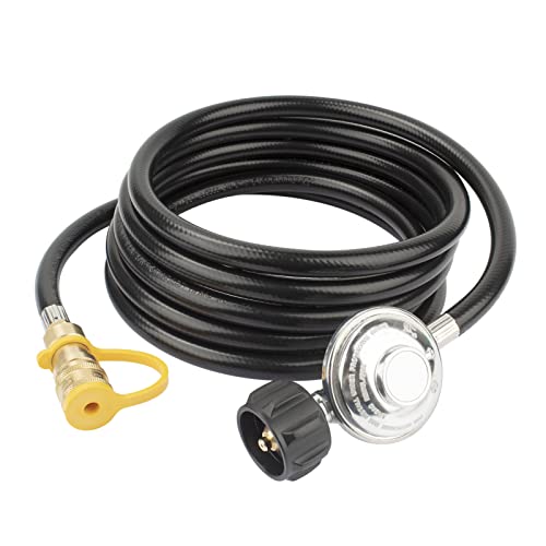 F271803 12ft Propane Heater Adapter Hose with Regulator,for Mr. Heater Big Buddy Indoor Outdoor Heater,3/8 inch Female Quick Connect x QCC1 Propane Tank Connection