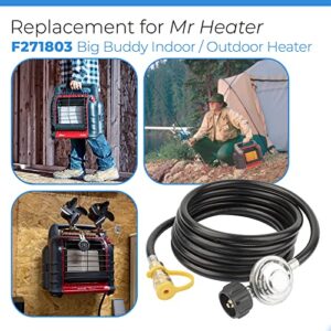 F271803 12ft Propane Heater Adapter Hose with Regulator,for Mr. Heater Big Buddy Indoor Outdoor Heater,3/8 inch Female Quick Connect x QCC1 Propane Tank Connection