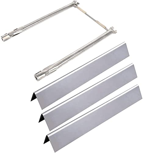 GasSaf 15.3 inch Flavorizer bar & 18 inch Burner Tube Set Replacement for Weber 7635 69785, Spirit 200 Series Spirit S-210, S-220, E-210, E-220, 3-Pack Stainless Steel Flavor Bar & Burner Tube Kit