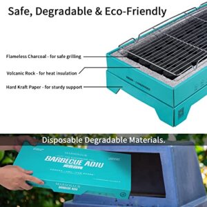 Disposable Grill, Portable Charcoal Grill, Grilling Kit for Indoor & Outdoor Cooking, Lightweight Ready to Use Instant Grill Set for Barbecue BBQ Picnic Camping Deck Gift for Christmas Xmas (Large)