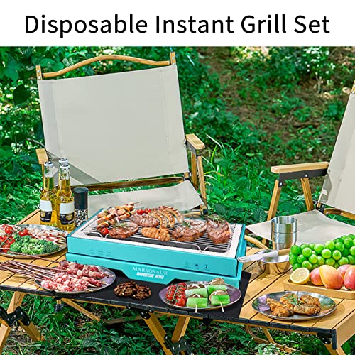 Disposable Grill, Portable Charcoal Grill, Grilling Kit for Indoor & Outdoor Cooking, Lightweight Ready to Use Instant Grill Set for Barbecue BBQ Picnic Camping Deck Gift for Christmas Xmas (Large)