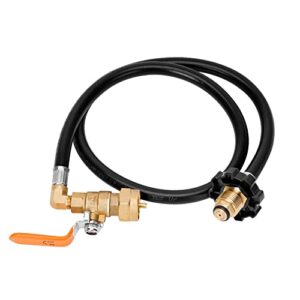 only fire universal 3 feet propane refill hose with on/off control valve propane refill adapter for 1lb propane tank bottle, pol connection