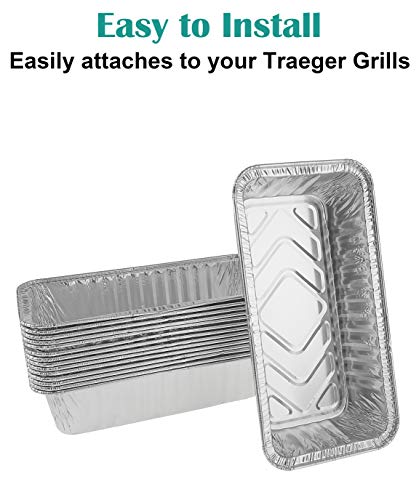 EasiBBQ Aluminum BBQ Foil Grill Drip Pans, BAC404 Grease PAN Liner for Traeger Timberline Pellet Grills, 15 Pack