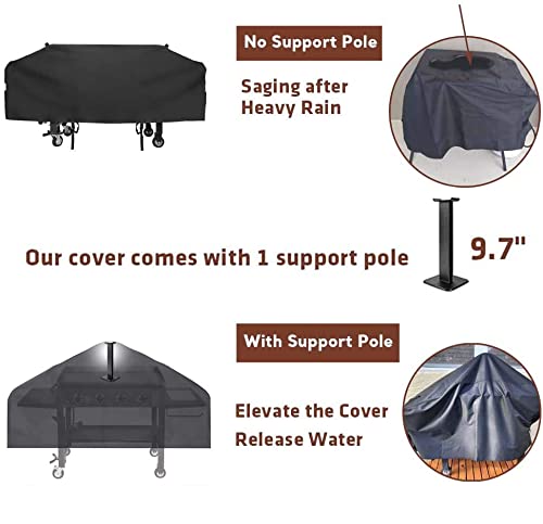 QuliMetal 36 Inch Griddle Cover for Blackstone Outdoor Cooking Flat Top Griddle Station, Camp Chef Flat Top Grill and Most 4 Burner Flat Top Grill Griddle, 600D Heavy Duty Cover with Support Pole