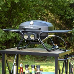 sophia & william portable propane gas grill outdoor tabletop small bbq grills (275 sq.in. cooking area) for camping, tailgating, rv road trips, 2 burner 15,000btu & porcelain-enameled cast iron grates