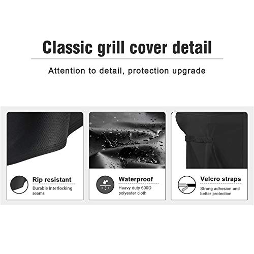 Kingkong 7130 Grill Cover for Weber Genesis II 3 Burner Grill and Genesis 300 Series Grills (Compared to 7130) including Brush, Tongs and Thermometer