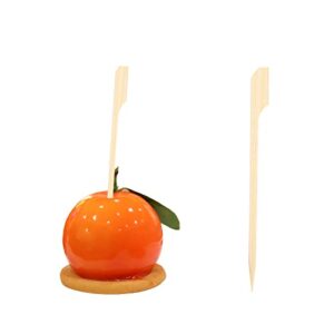 100pcs 4.7inch bamboo wood wooden paddle picks skewers for appetizers,toothpicks for kitchen, fruit kabobs,sandwich,barbeque snacks,veggies and mozzarella cheese balls
