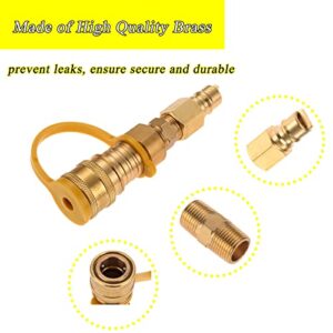 Guofulda 3/8 Inch Natural Gas Quick Connect Fittings, LP Gas Propane Hose Quick Disconnect Kit, Brass Propane Grill Connector Adapter, 3/8” Male Pipe NPT Thread x 3/8” Female Pipe Thread