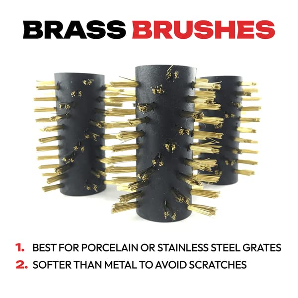 Grillbot Automatic BBQ Grill Cleaning Robot Replacement Brush - Grill Cleaner Parts, Grilling Accessories, Wire Brush Tool, Metal Brush for Cleaning for Outdoor BBQ & Picnics -Set of 3 Brass Brushes