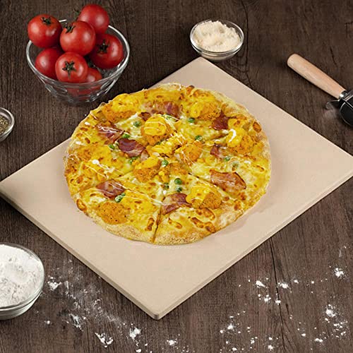 Yumhouse Pizza Stone for Oven and Grill Rectangular, Large Cooking Stone Includes Free Plastic Scraper, Durable and Safe Cordierite Baking Stone Heavy Duty for Pizza,Bread,Pie,BBQ(15”×12”)