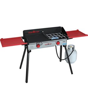 camp chef pro60x two-burner camp stove with professional sg30 griddle - bundle
