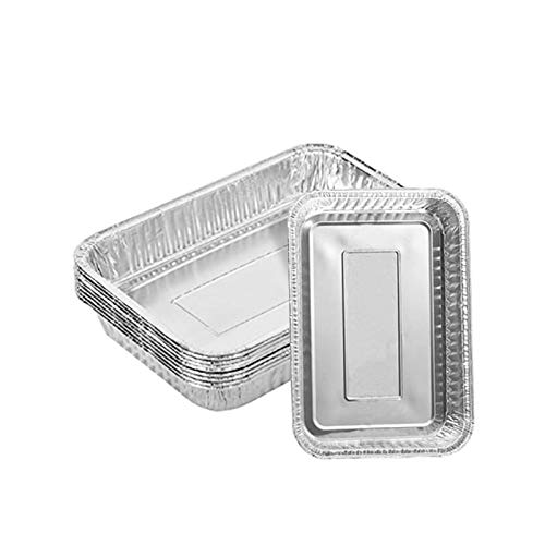 BBQ funland 8.5" X 6" Aluminum Drip Pans, Set of 10 Foil BBQ Grease Pans