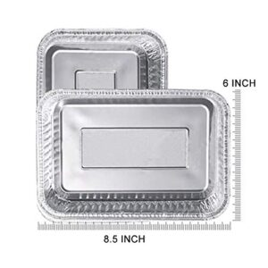 BBQ funland 8.5" X 6" Aluminum Drip Pans, Set of 10 Foil BBQ Grease Pans