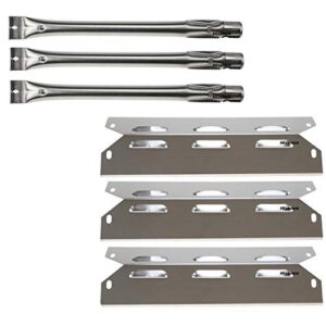hisencn replacement repair parts compatible with kenmore 146.23678310, 146.23679310, 640-05057371-6, 640-05057373-6 gas grills models, 3 packs stainless steel grill burner, heat plates tent shield
