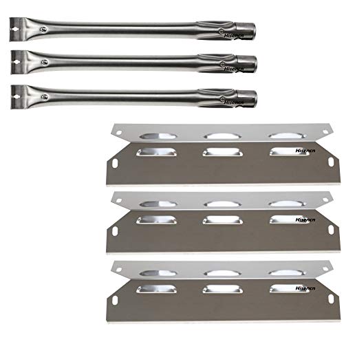 Hisencn Replacement Repair Parts Compatible with Kenmore 146.23678310, 146.23679310, 640-05057371-6, 640-05057373-6 Gas Grills Models, 3 Packs Stainless Steel Grill Burner, Heat Plates Tent Shield