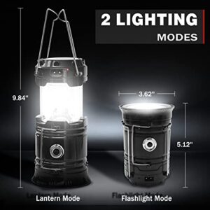 LED Camping Lantern Emergency Light Solar AC Rechargeable, 4-Pack, Civikyle Portable Flashlight Outdoor Lamp Camping Accessories Gear Supplies Hurricane Storm Home Power Outage Kit