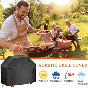 Aoretic Grill Cover 52 inches Gas-BBQ Grill Cover, Waterproof,Anti-UV Material with Velcro Straps & Adjustable Hem Drawstring for Weber Nexgrill Char-Broil Monument Dyna-Glo (52 inch)