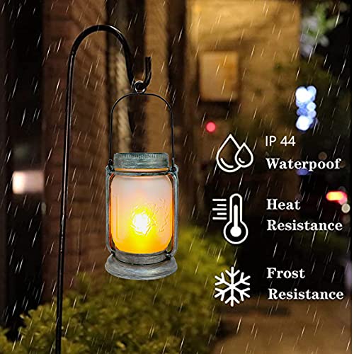 Solar Flames Lantern, Solar Powered Flickering Flames Lights Outdoor Hanging Waterproof Landscape Lanterns, Solar Mason Jar Lights for Patio, Yard, Garden, Pathway and Christmas Decoration (4 Pack)