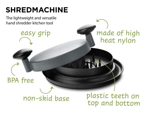 YiimDaifun Chicken Shredder Shred Machine,Alternative to Bear Claws Meat Shredder for Pulled Pork Red Beef and Chicken (Grey)