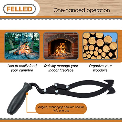 Felled Log Tongs Lifting Firewood Tongs - 10in Manual Log Lifter Logging Tongs Moving Trees and Camping Logs