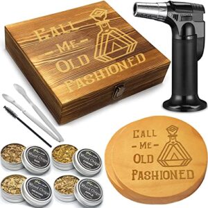 call me old fashioned wooden box cocktail smoker kit torch (no gas) for drinks set unique birthday christmas gift for men him dad husband father grandpa