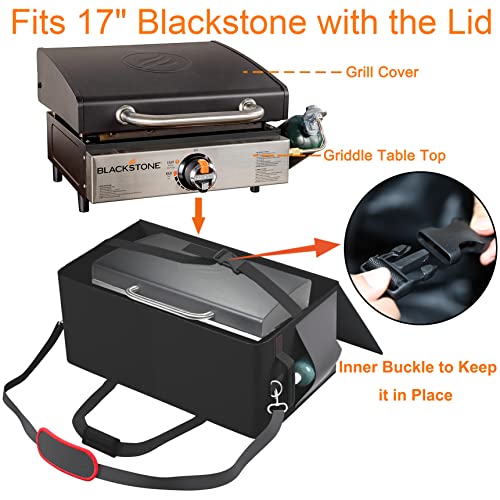 17 Inch Griddle Cover Carry Bag for Blackstone 17 Inch Grill Table Top Griddle with Hood Lid, Fits Blackstone 17" Grill Griddle with Grill Cover Carrying Bag 600D Heavy Duty Water-Resistant