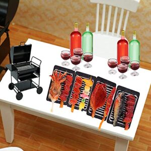 11Pcs Dollhouse BBQ Set,1:12 Dollhouse BBQ Grill Ovens and Food Drinks Set,Mini Cooking Tool Roasting Cart Firewood Rack Holder Kitchen Accessories for Garden Decoration