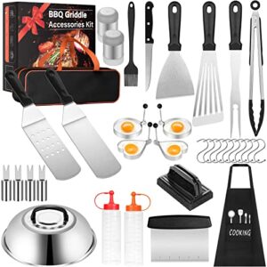 griddle accessories kit, 35pcs flat top griddle grill tools set for blackstone and camp chef, stainless steel professional grill accessories/spatula set with carrying bag for men/women outdoor bbq