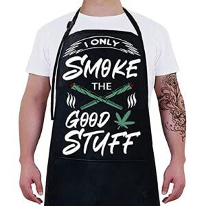 funny aprons for men,birthday gifts for dad,marijuana gifts,bbq apron for men,smoking apron,weed apron,grilling aprons for men,fathers day men with pockets black grill cooking chef grilling apron