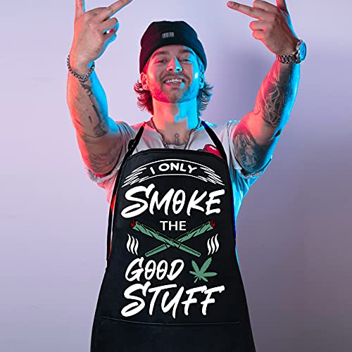 Funny Aprons For Men,Birthday Gifts for Dad,Marijuana Gifts,Bbq Apron for Men,Smoking Apron,Weed Apron,Grilling Aprons for Men,Fathers Day Men With Pockets Black Grill Cooking Chef Grilling Apron