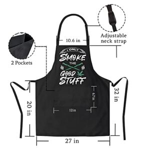Funny Aprons For Men,Birthday Gifts for Dad,Marijuana Gifts,Bbq Apron for Men,Smoking Apron,Weed Apron,Grilling Aprons for Men,Fathers Day Men With Pockets Black Grill Cooking Chef Grilling Apron