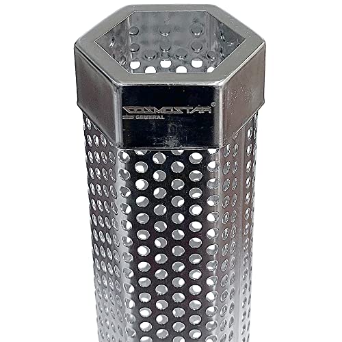 Cosmostar Hexagon Pellet Smoker Tube 12 inches Stainless Steel for Any Grill or Smoker, Hot or Cold Smoking,Premium BBQ Smoker Generator Tube-5 Hours of Billowing Smoke.