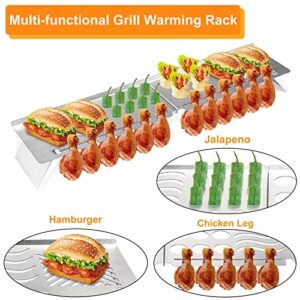 GRISUN Warming Rack for Blackstone 28 inch Griddle, Griddle Warming Rack for Blackstone Griddle 28 inch, Stainless Steel Upper Rack with Foldable Legs, Multi-Functional Slots