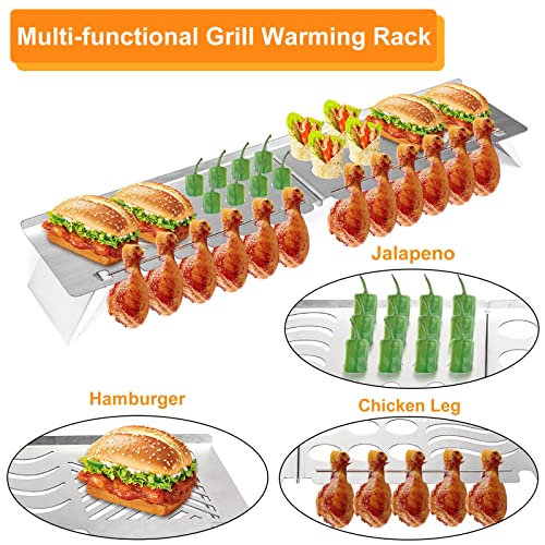 GRISUN Warming Rack for Blackstone 28 inch Griddle, Griddle Warming Rack for Blackstone Griddle 28 inch, Stainless Steel Upper Rack with Foldable Legs, Multi-Functional Slots