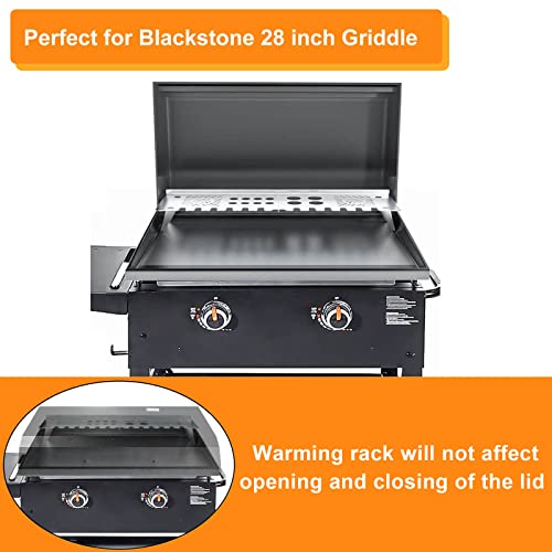 GRISUN Warming Rack for Blackstone 28 inch Griddle, Griddle Warming Rack for Blackstone Griddle 28 inch, Stainless Steel Upper Rack with Foldable Legs, Multi-Functional Slots