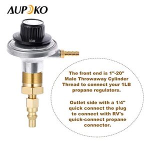 Aupoko 1/4" Quick Connect Disconnect Plug, with 1 Bottle Tank Propane Adapter, Low Pressure Plug Convert for BBQ Grill, Heater