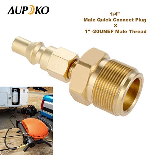 Aupoko 1/4" Quick Connect Disconnect Plug, with 1 Bottle Tank Propane Adapter, Low Pressure Plug Convert for BBQ Grill, Heater