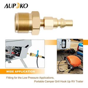 Aupoko 1/4" Quick Connect Disconnect Plug, with 1 Bottle Tank Propane Adapter, Low Pressure Plug Convert for BBQ Grill, Heater