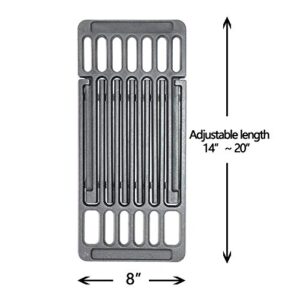 Hongso Adjustable Cast Iron Grill Grates, Universal Cooking Grid Grate Replacement for Gas Grill, Extends from 14" up to 20" L,1 Pack, PCB002