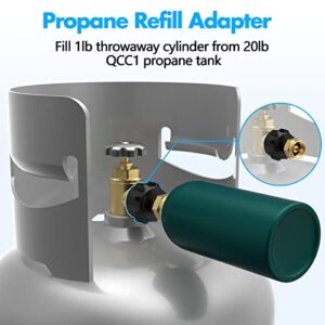 Gogoonike Propane Refill Adapter for 1 lb. Tanks, Propane Adapter Fill 1lb from 20lb, LP Gas Cylinder Tank Coupler Fits QCC1 / Type1 Propane Tank and 1 lb Throwaway Disposable Cylinder (Black)