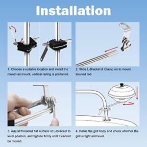 Round Rail Grill Mounting Hardware Kit for Standard 7/8" or 1" Rails, for All Magma Marine Kettles Grill A10-080