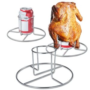 2 pcs beer can chicken holder for grill oven smoker sturdy stainless steel beer butt chicken stand for whole chicken roaster easy to use and clean chicken rack for tender and juicy chicken turkey