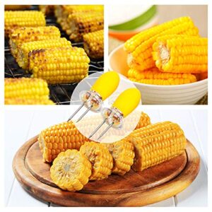 AUGSUN 20Pcs/10 Pairs Stainless Steel Corn Cob Holders BBQ Forks Skewers Corn on The Cob with 1 Oil Brush for Home Cooking Parties Camping