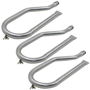 hisencn stainless steel gas grill burner replacement, bbq tube pipe burner parts for costco kirkland 720-0011, 720-0108, 720-0021, nexgrill, virco classic models, 16 1/2 inch x 6 1/8 inch,set of 3