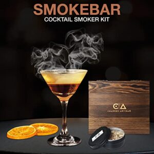 Cocktail Smoker Kit with Torch and Wood Chips for Whiskey and Bourbon (Butane Not Included) - Charred Artisan Smoke Lid, an Old Fashioned Drink Smoker Kit and Whiskey Smoker Infuser Kit (Oak)