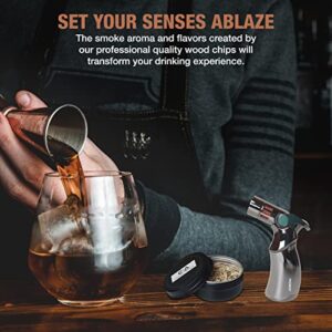 Cocktail Smoker Kit with Torch and Wood Chips for Whiskey and Bourbon (Butane Not Included) - Charred Artisan Smoke Lid, an Old Fashioned Drink Smoker Kit and Whiskey Smoker Infuser Kit (Oak)